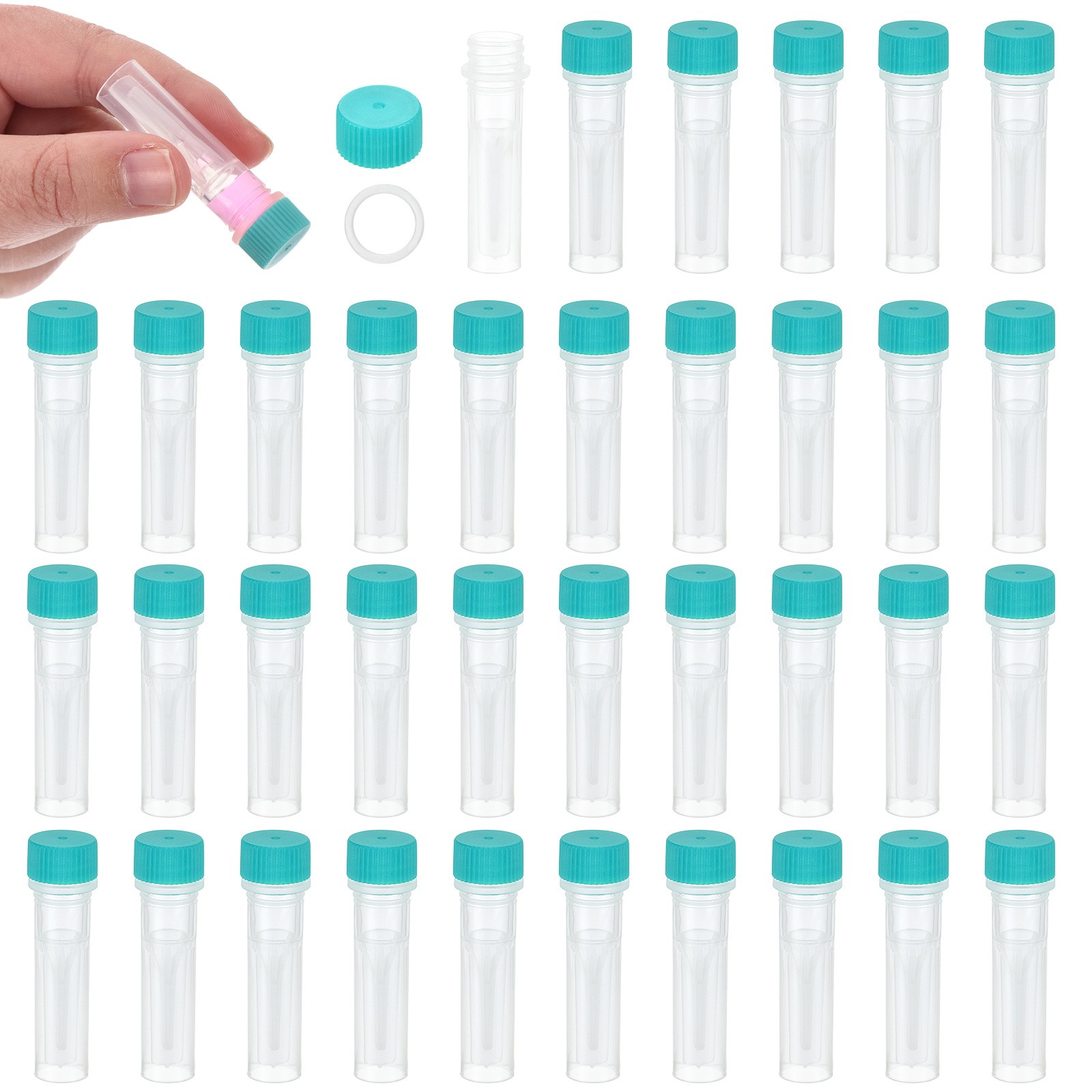 0.5mL Plastic Cryogenic Vial, 36Pcs Cryogenic Storage Tube Green Clear