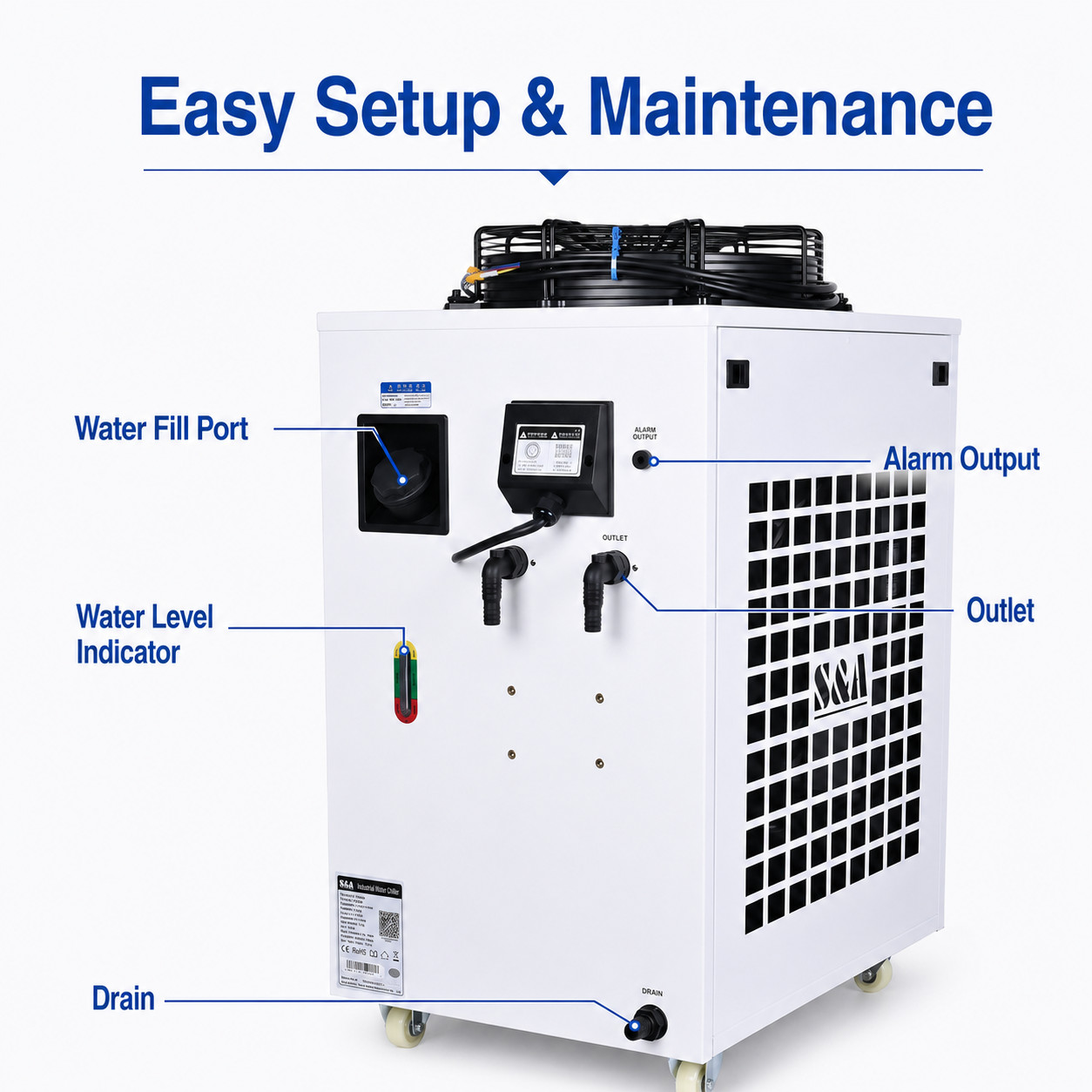CW-6200AN Industrial Water Chiller for 45KW CNC spindle Laser Engraver Engraving