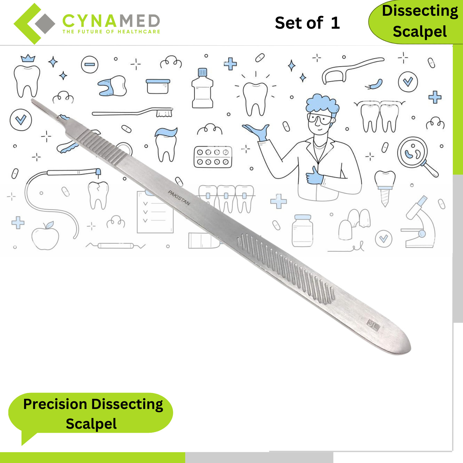 Cynamed Stainless Steel Precision Dissecting Scalpel Handle Knife Extra Long