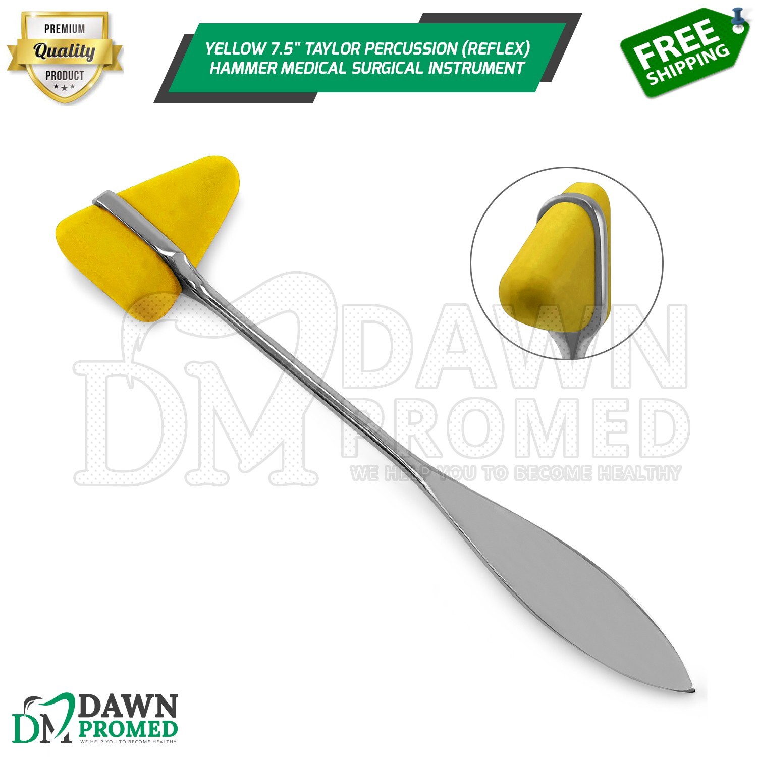 Yellow 7.5″ Taylor Percussion (Reflex) Hammer Medical Surgical Inst German Grade