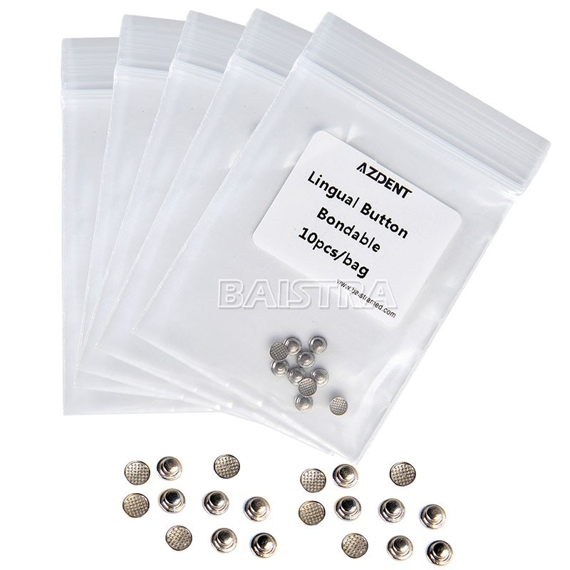 Dental Orthodontic Metal Lingual Button Round Rectangular monoblock Bondable