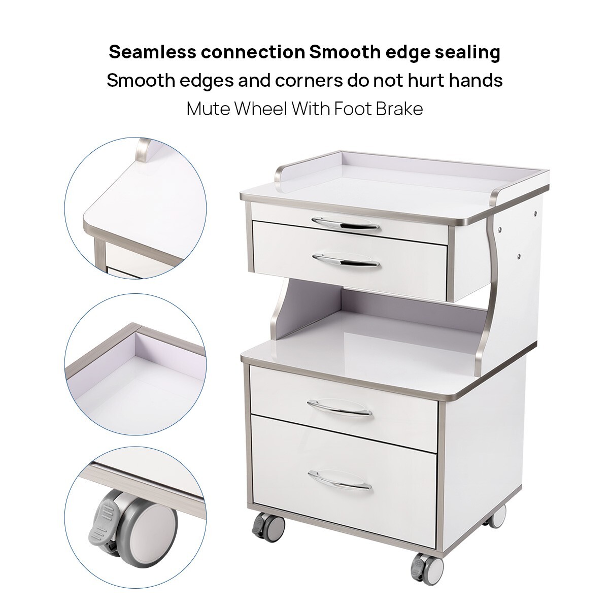 Dental Multi-Function Mobile Cart with 3/4/5 Drawers Medical Rolling Cart