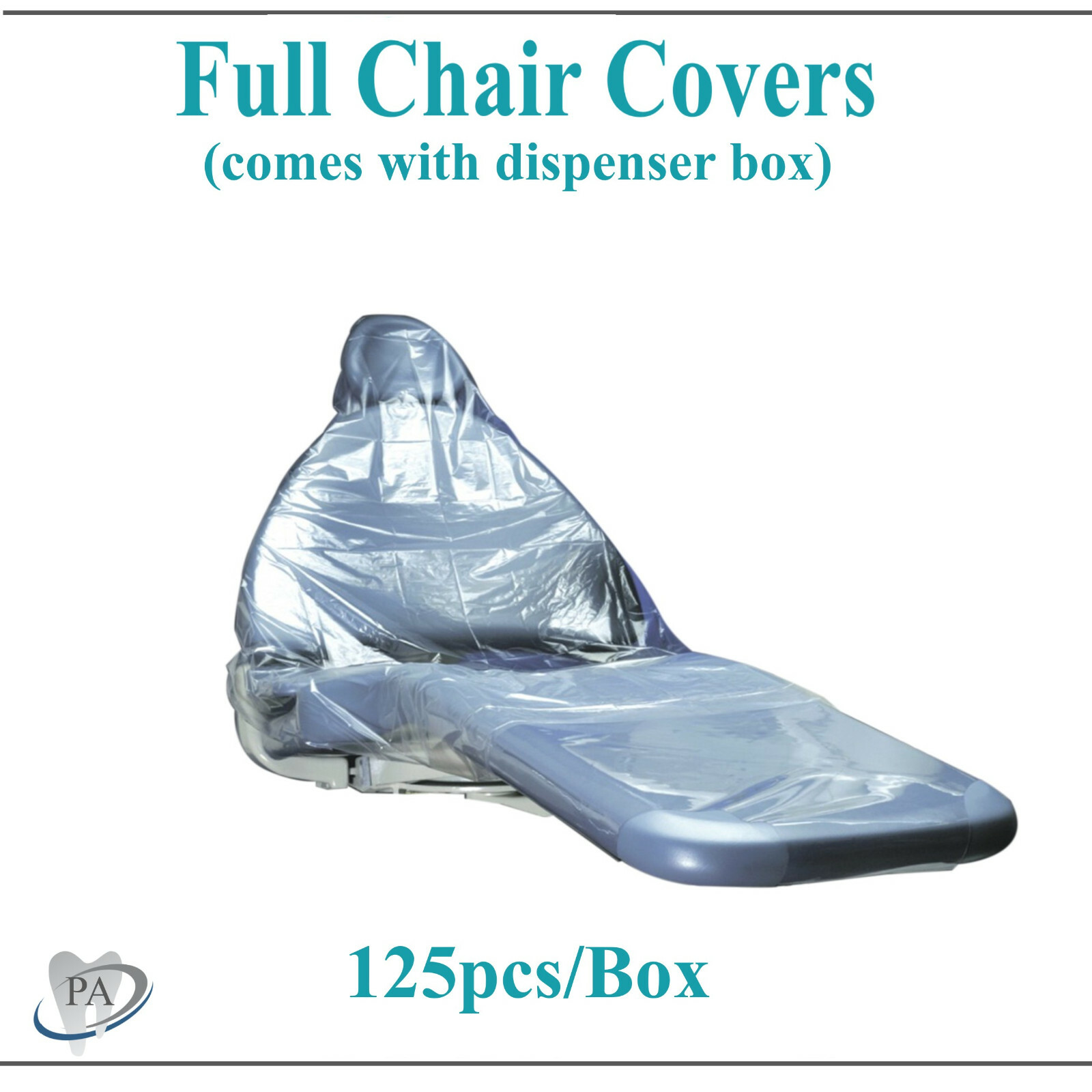 Dental Full Chair Cover Sleeves 80″ x 29″ Thick Plastic, 125 pcs Dispenser Box