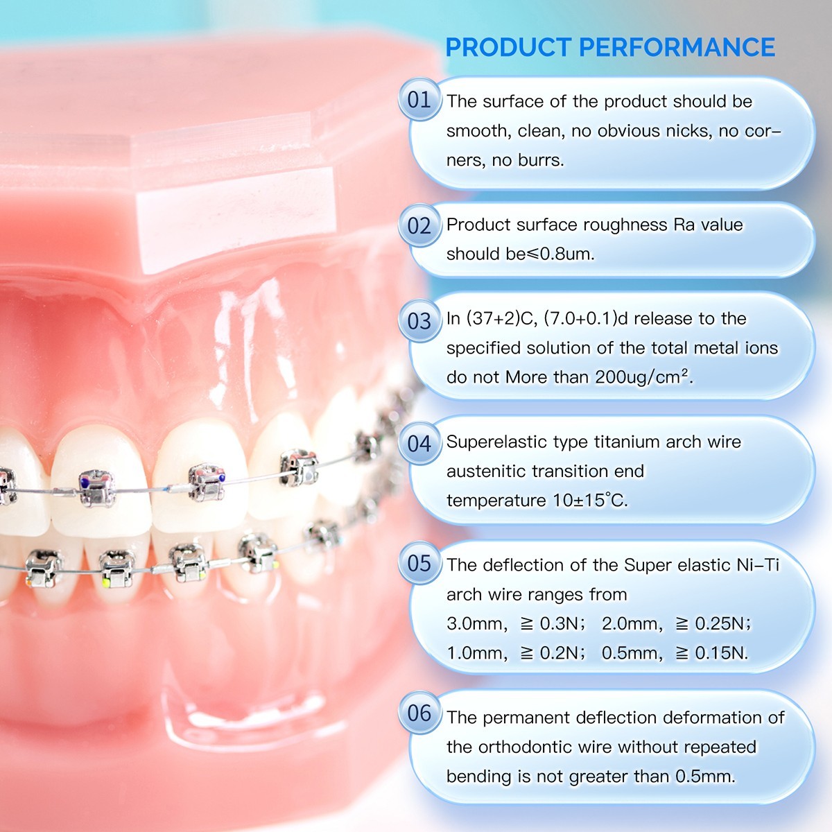 AZDENT Dental Orthodontics Super Elastic NiTi Archwire Round Ovoid 012-020