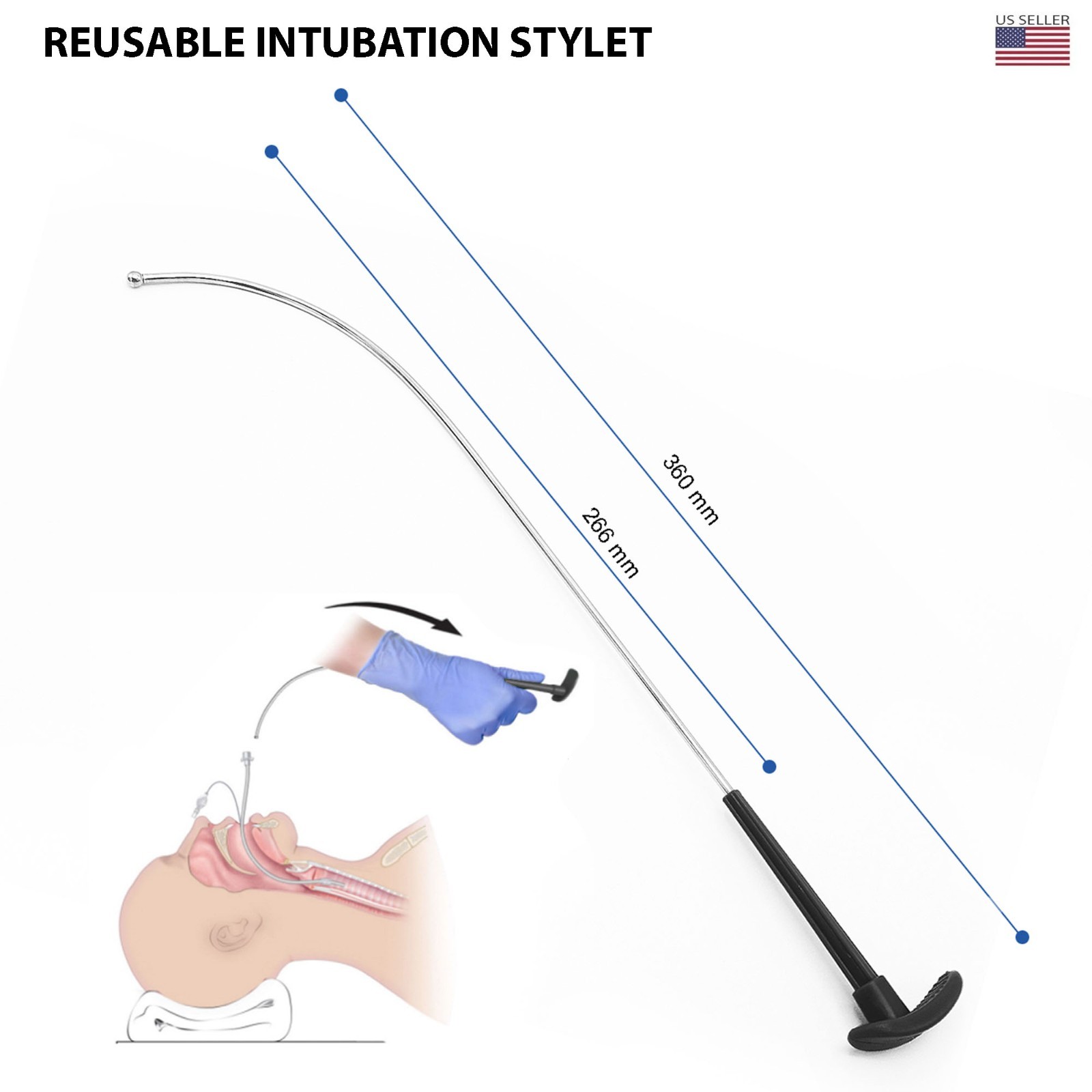 Reusable Intubation Stylet – 12.5″ (31.7cm) Anesthesia Instruments