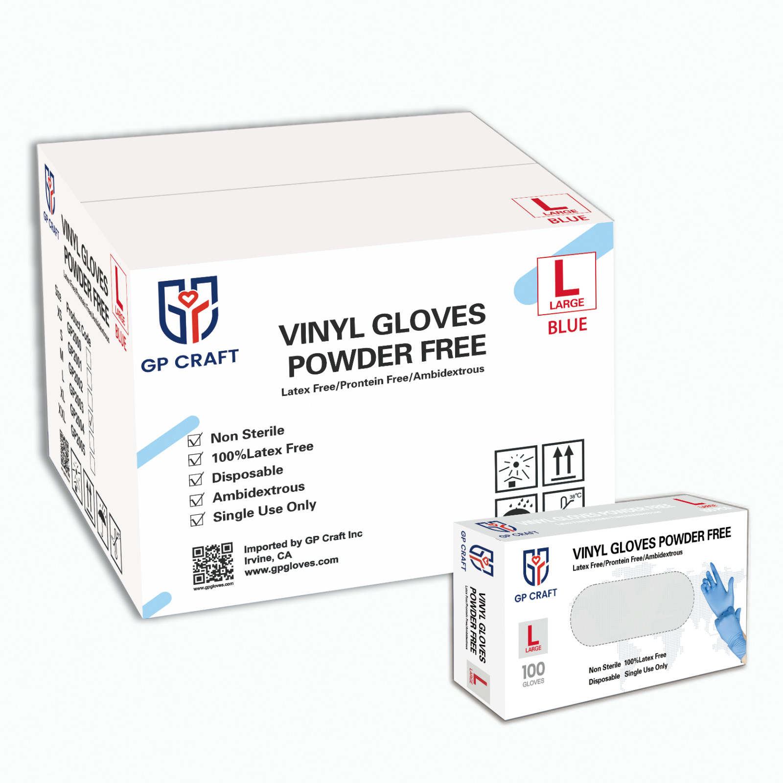 Disposable Vinyl Gloves, Latex-Free Powder-Free Blue Plastic Gloves1000pcs