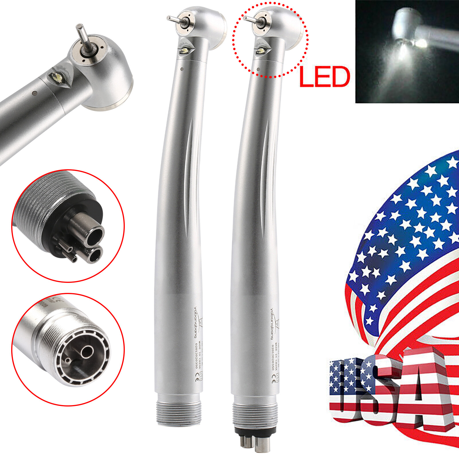 Pieza de mano LED turbina alta velocidad fibra óptica dental estilo NSK 2/4 Hole