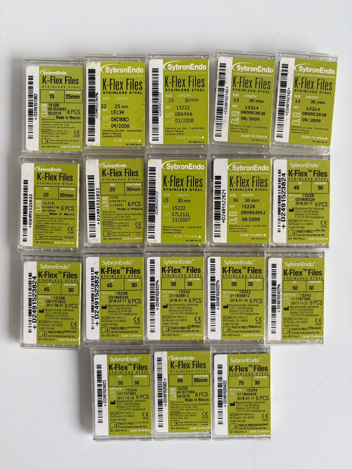 LOT New SybronEndo K-Files Endodontic Files 25mm 30mm 18 Packs 108 Pcs