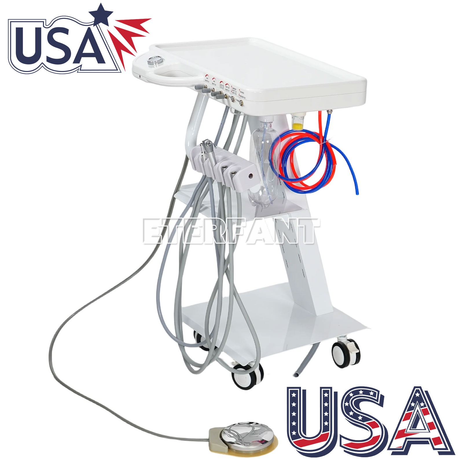 Dental Mobile Portable Delivery Unit System 4Hole w/Socket/Electric Suction Unit