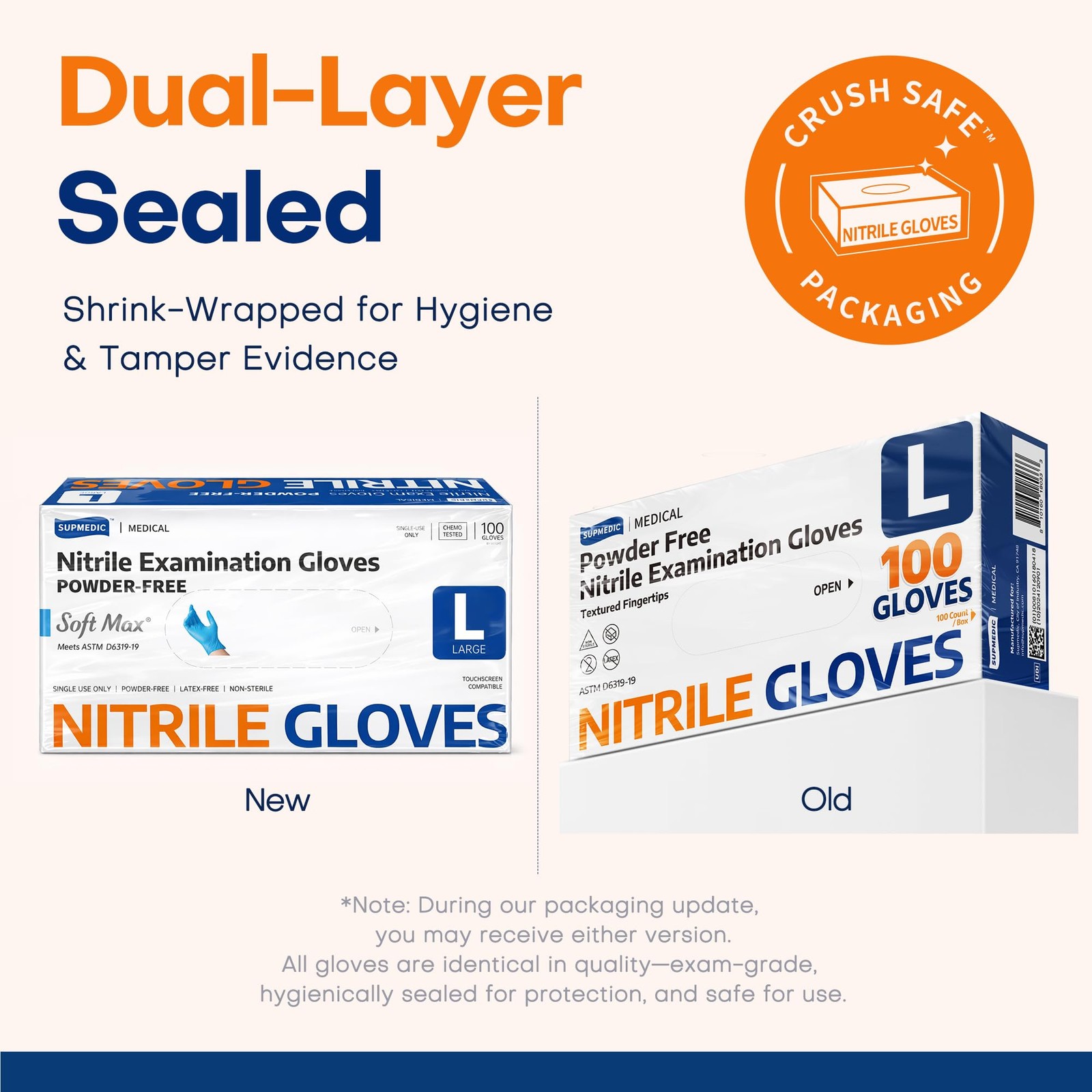 Supmedic Nitrile Exam Glove, 3.5 mil Disposable Medical Gloves PowderFree Lat…