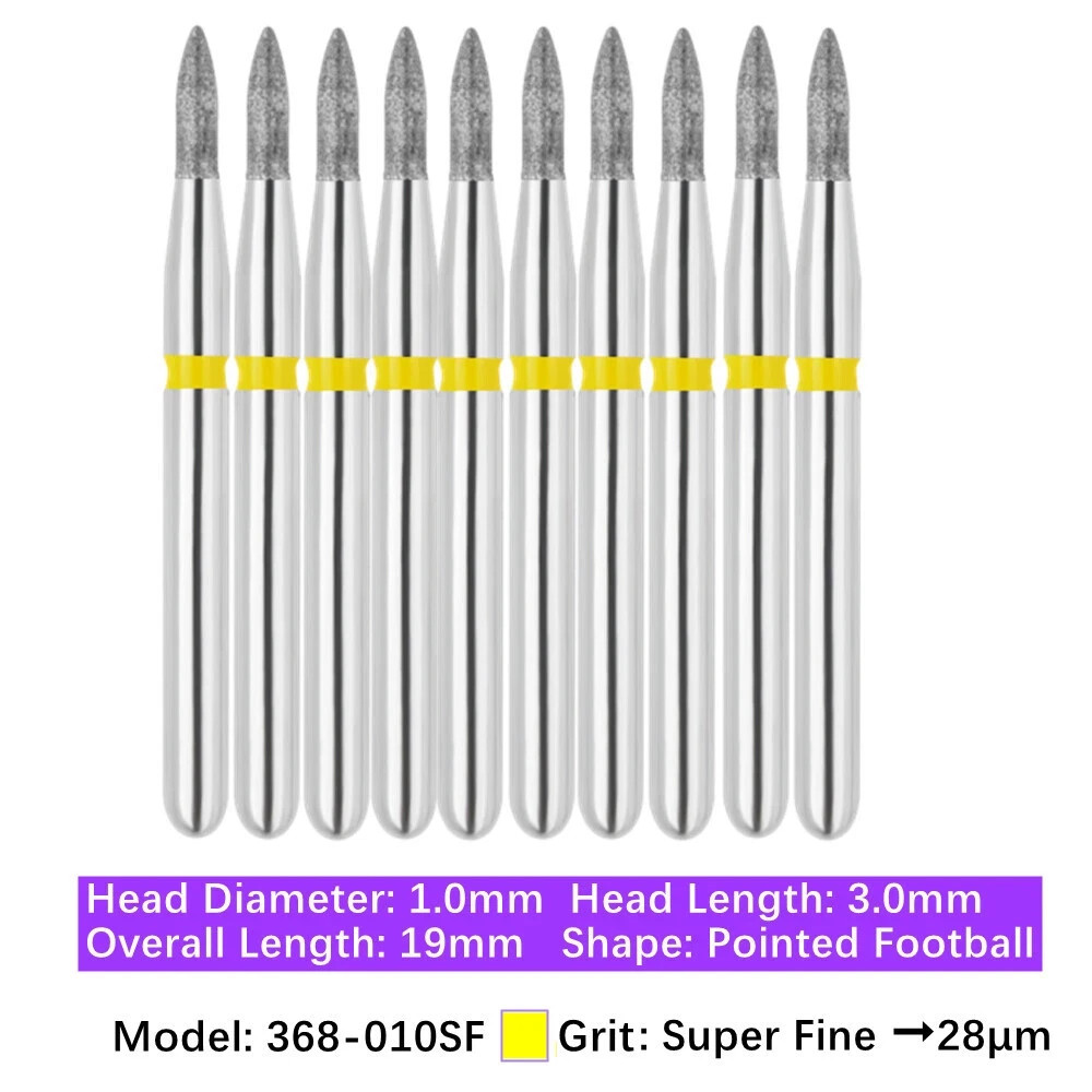 10 Pcs/Pack Dental High Speed Handpiece Football Egg Shape FG Diamond Grit Burs