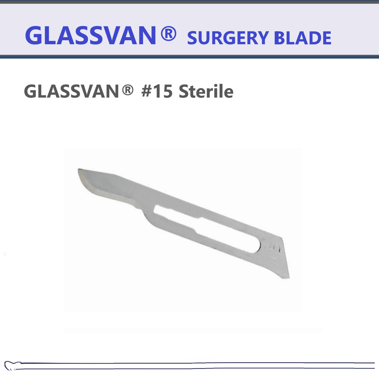 MYCO GLASSVAN Surgical Blades Stainless Steel #10, 11, 12B, 15C, 3001T-15, 100Bx