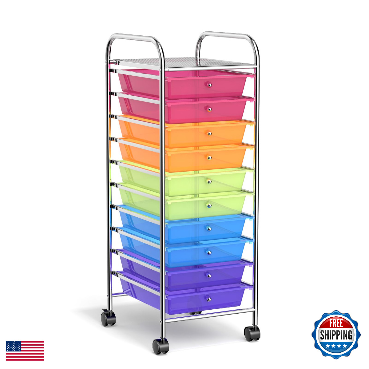 Outdoor Basic Homgx Storage Cart 10 Drawers 10 Tiers Multicolor Rolling Drawer