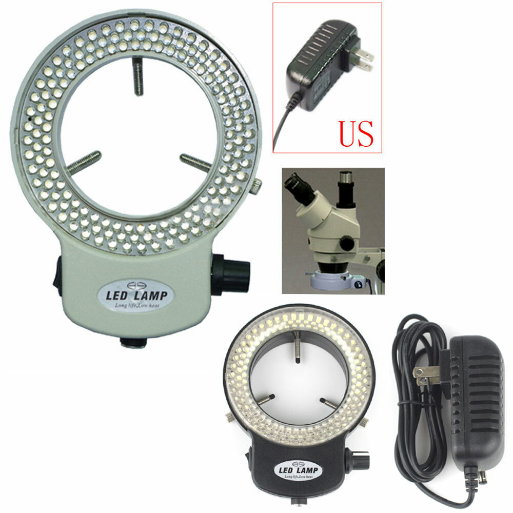 Premium 144 LED Bulbs Microscope Ring Light Illuminator Lamp US Plug Durable