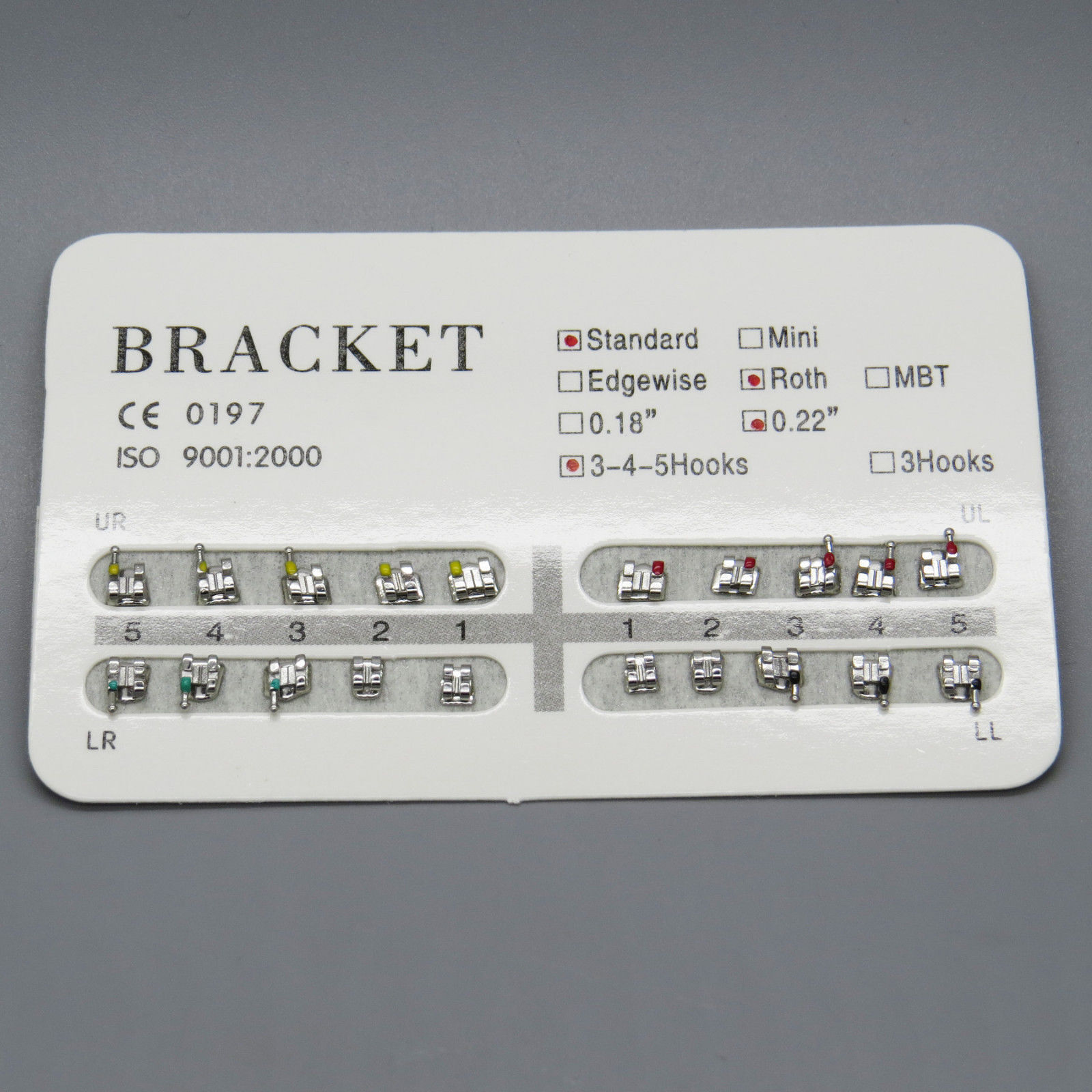 20 Pcs/Kit Dental Orthodontic Metal Bracket Braces Standard Roth .022 Hook 3-4-5