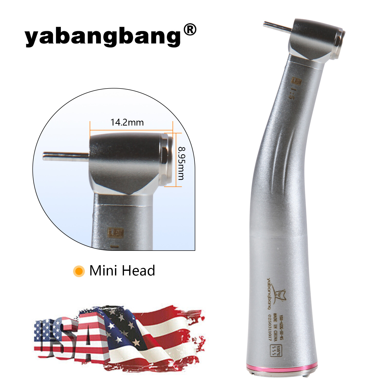 1/5/10 Dental 1:5 LED Increasing Contra Angle Fiber Optic Handpiece Mini Head