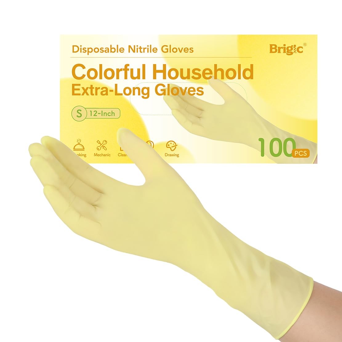 12-Inch Extended Disposable Nitrile Gloves, Latex-Free Powder-Free, Full Palm…