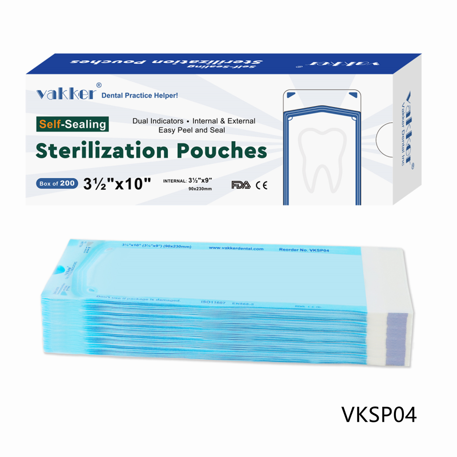 4000pc 3.5″ x 10″ Self Sealing Dental Sterilization Pouches Autoclave Bag FDA