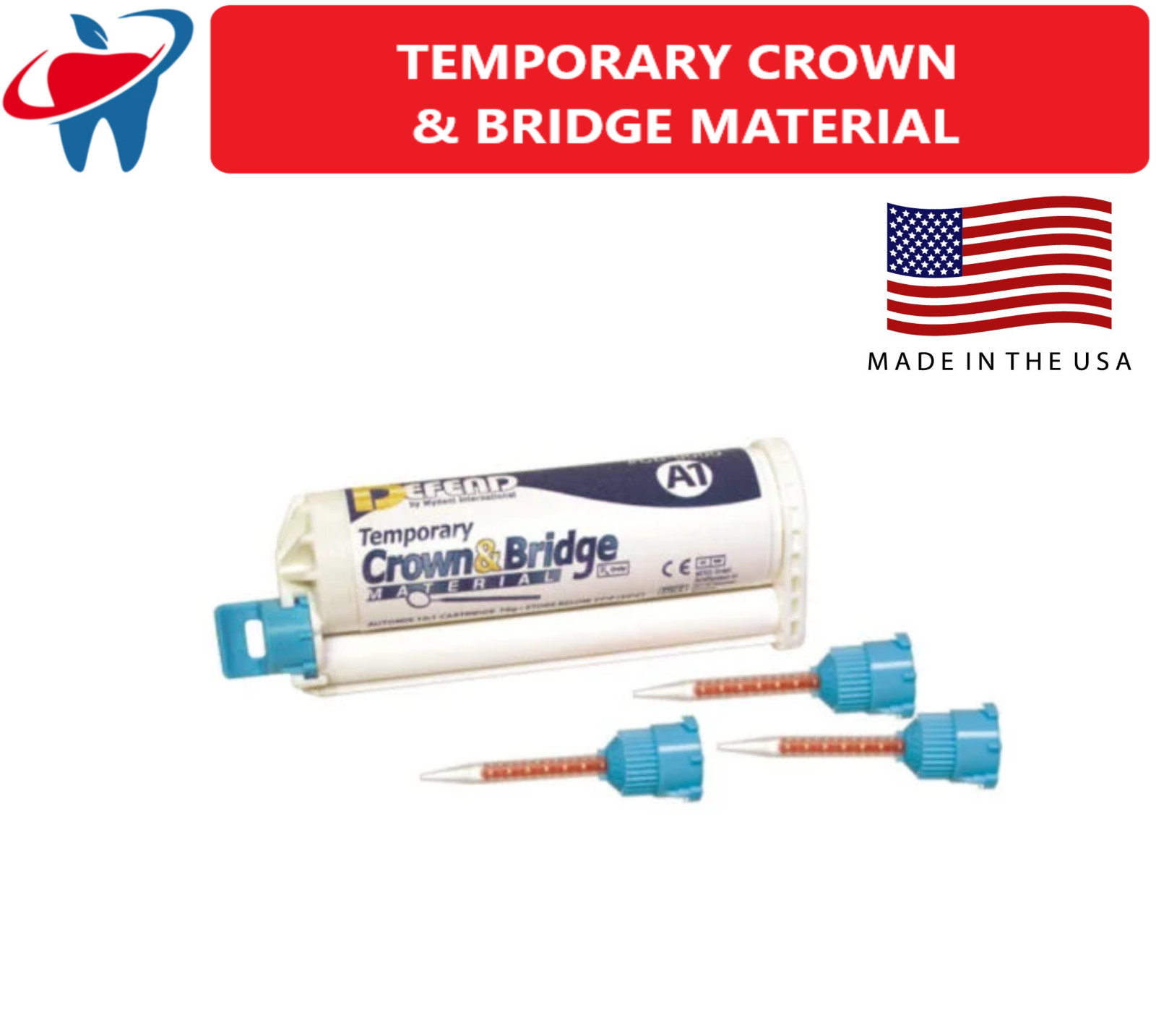 Dental DEFEND TEMPORARY CROWN & BRIDGE MATERIAL, Shade A1, A2, A3, B1 50ml 10:1