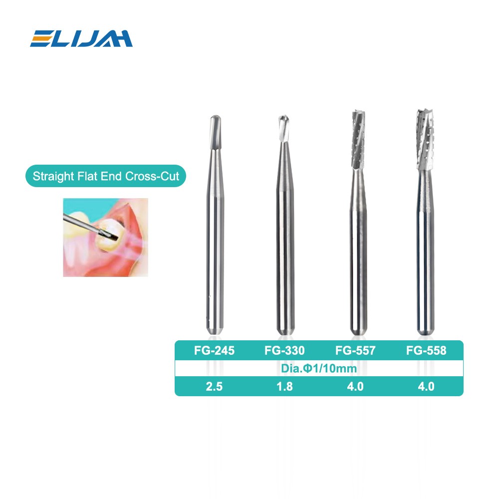10Pcs/box Dental Carbide Burs for High Speed Handpiece Round Cone Bur Diamond FG