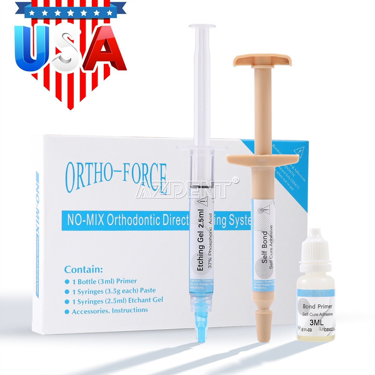 Dental Orthodontic Adhesive No-Mix Direct Bonding Kit For Brackets Braces 3.5g
