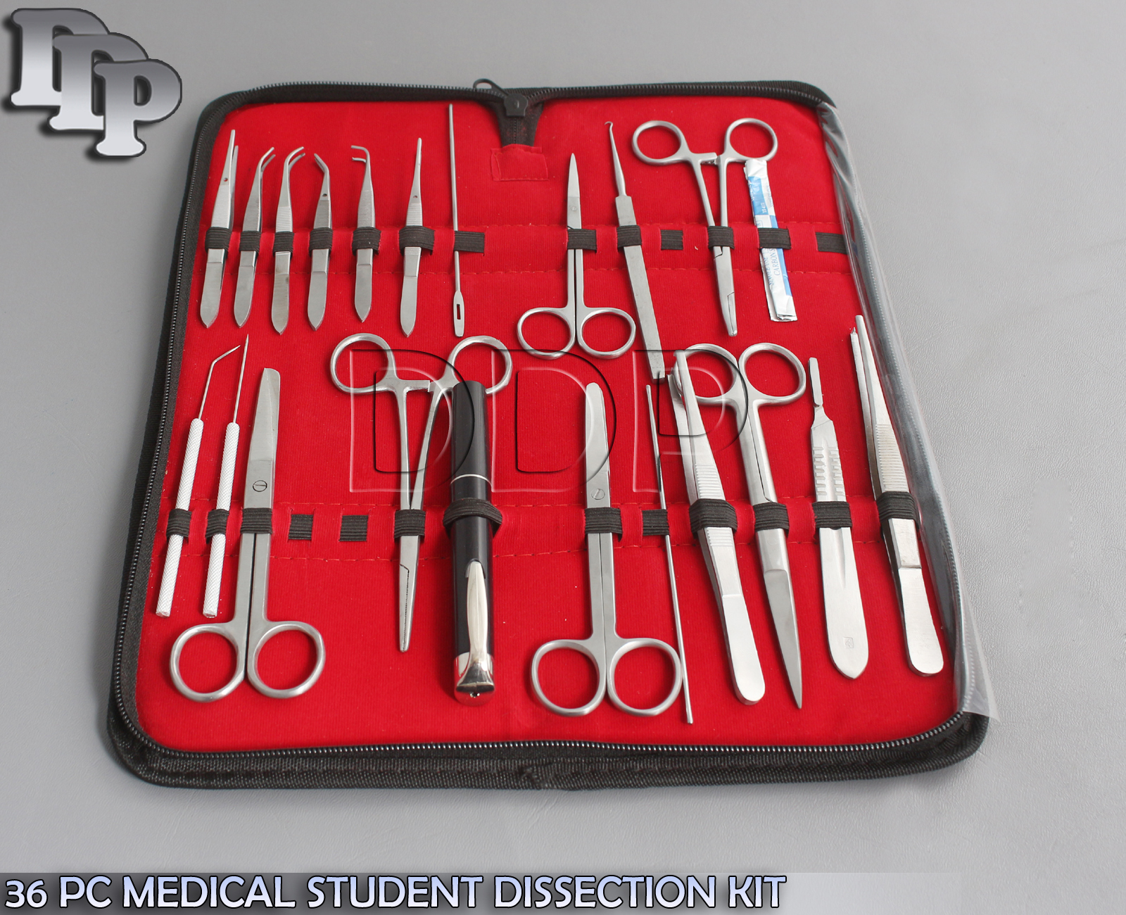 36 PC MEDICAL STUDENT DISSECTION KIT SURGICAL INSTRU W/SCALPEL BLADE #23 DS-1305