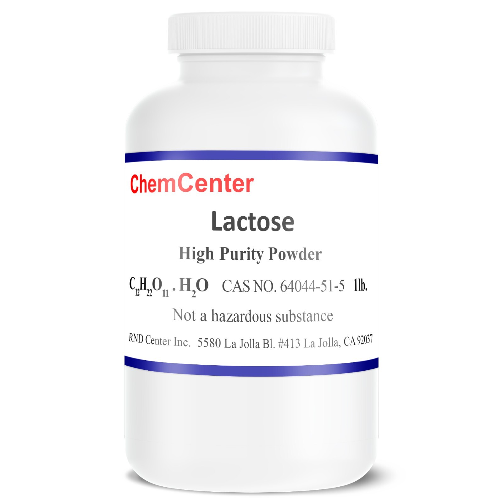 Lactose, Monohydrate, Ultra Pure, 99% min., 1lb.