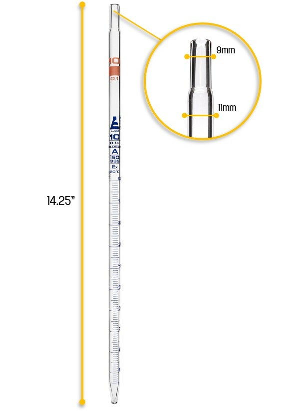 Serological Pipette, 10ml – Class A, Tolerance ?0.050ml – Eisco Labs