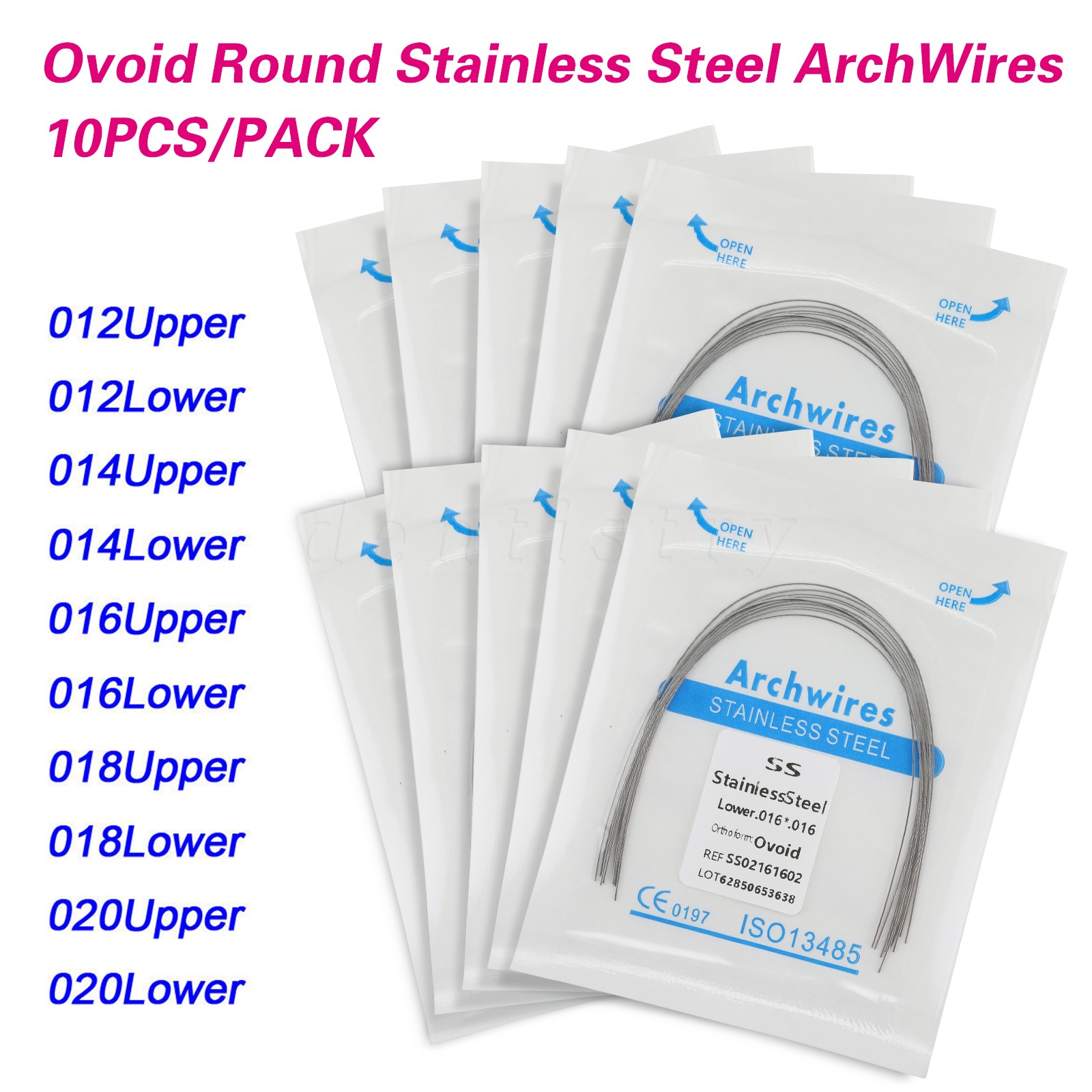 10-100packs Dental Orthodontic Arch Wire Super Elastic Niti Reverse Curve