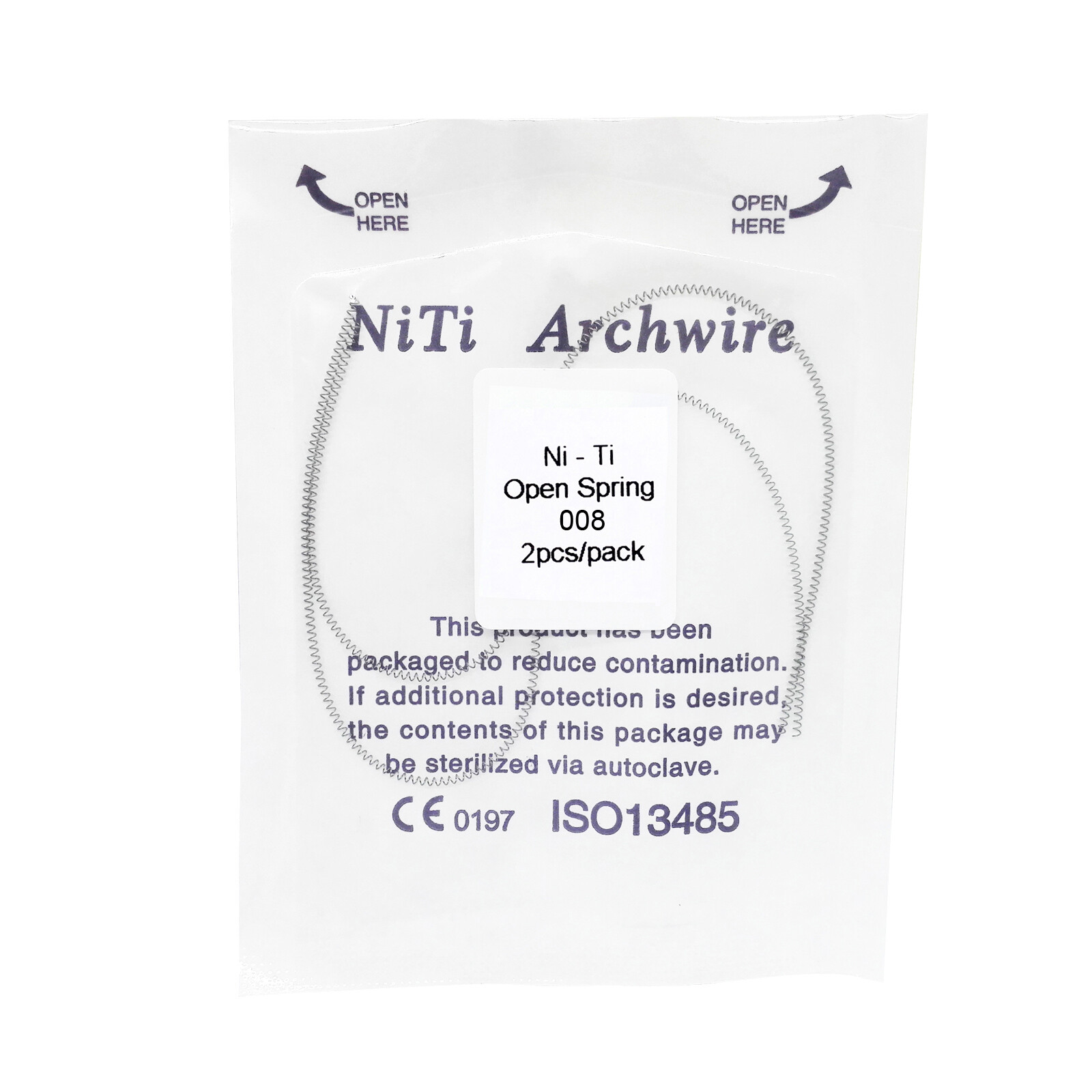 Dental Orthodontic Niti Open Coil Spring Arch Wires 010 012 180mm 2pcs/bag