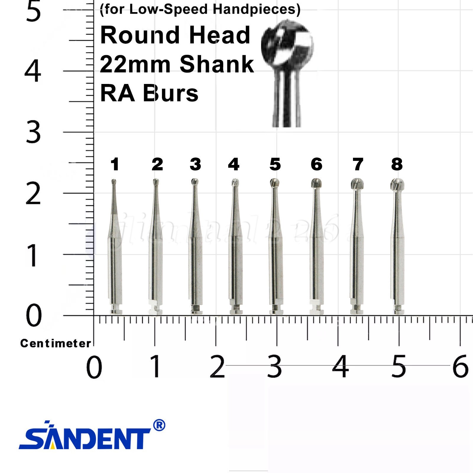 Dental Round Carbide Bur for Slow Speed Latch Type RA 1# -RA 8# Burs 22.5mm