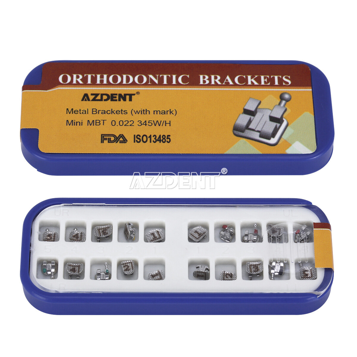 AZDENT Dental Orthodontic Metal Brackets Braces Mini Roth /MBT.022 Hooks 345 FDA