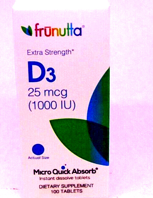 2 BOXES Frunutta D3 25 mcg 1000 iu Micro Quick Absorb – 200 Dissolve Tablets