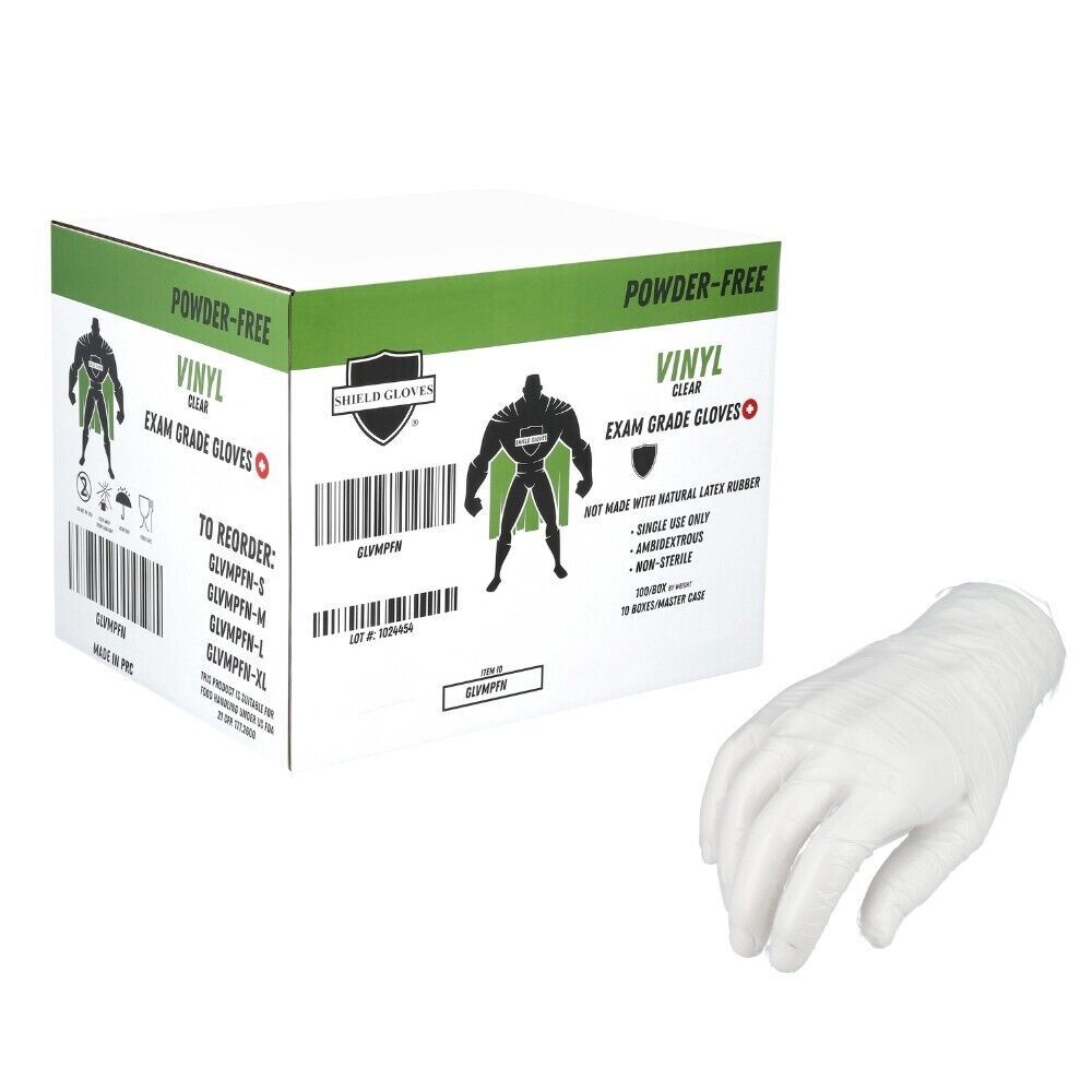 Powder-Free Medical Exam Vinyl Disposable Gloves – Clear, 5 MIL X-Large 1000 Pcs