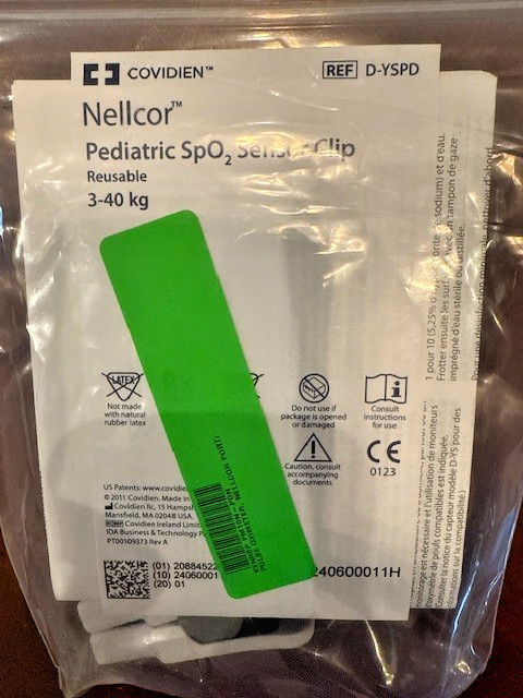 Nellcor Covidien Pediatric SpO₂ Sensor Clip – REF D‑YSPD – New