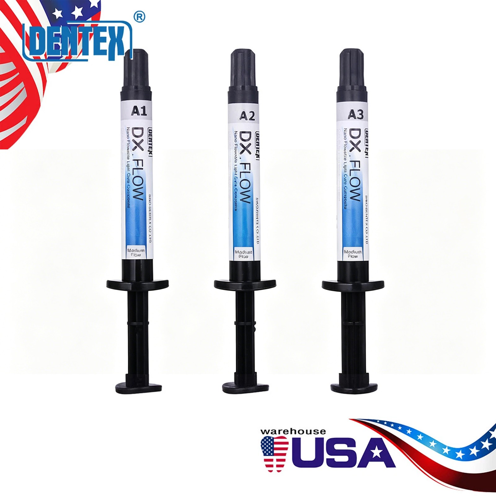 DX.FLOW Dental Flowable Light Cure Composite Resin Medium Flow DENTEX A1 A2 A3