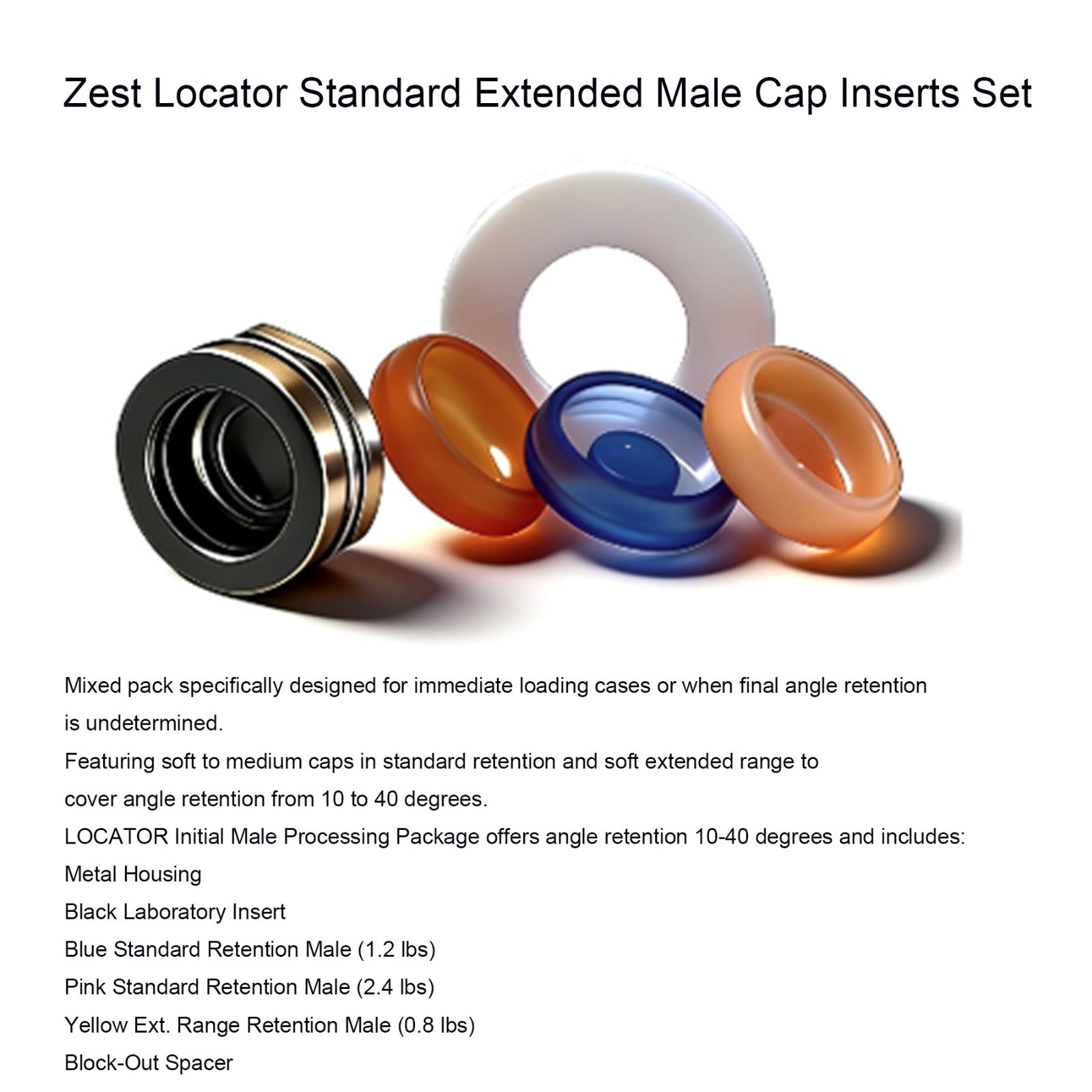 US LOCATOR Mixed Retention Caps Inserts W/Metal Cap Lab Processing Assembly Pack