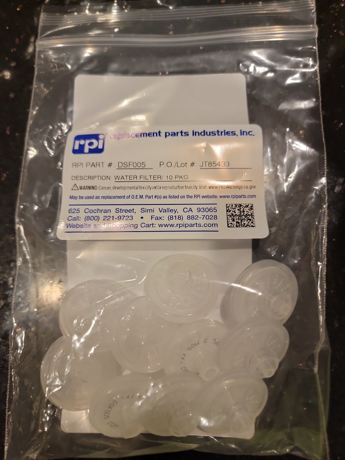 10 Pcs Cavitron Water Filter DENTSPLY Select SPS 30K – G124 RPI# DSF005