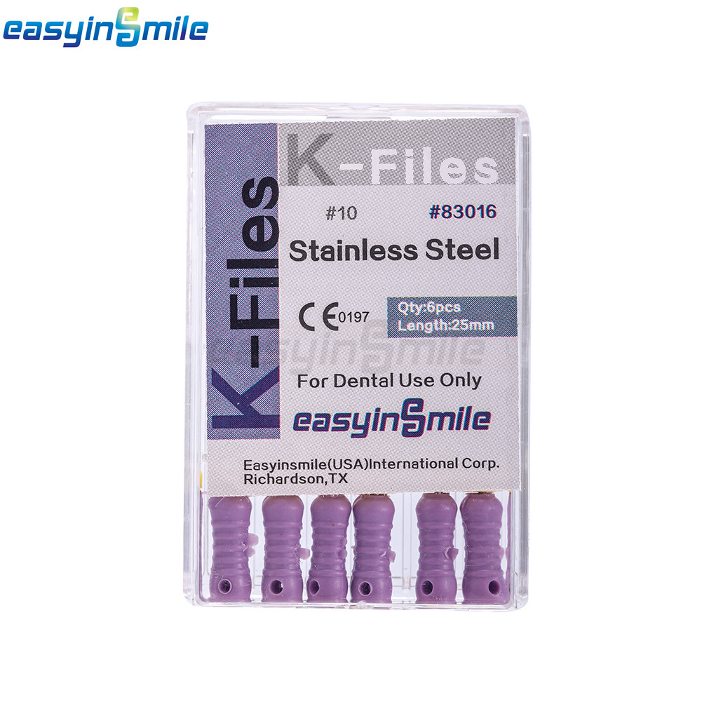 10pks Dental Endo K Files Stainless Steel Root Canal Hand Files 25MM EASYINSMILE