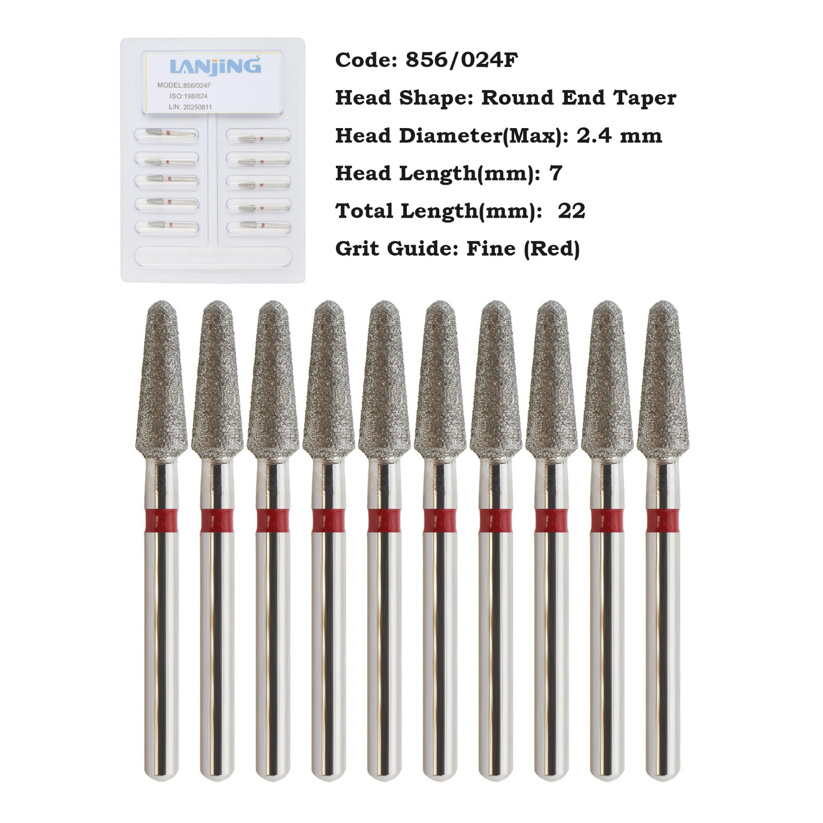 Dental Diamond Burs FG Round End Taper 856 850 Super Coarse Fine High Speed Burr