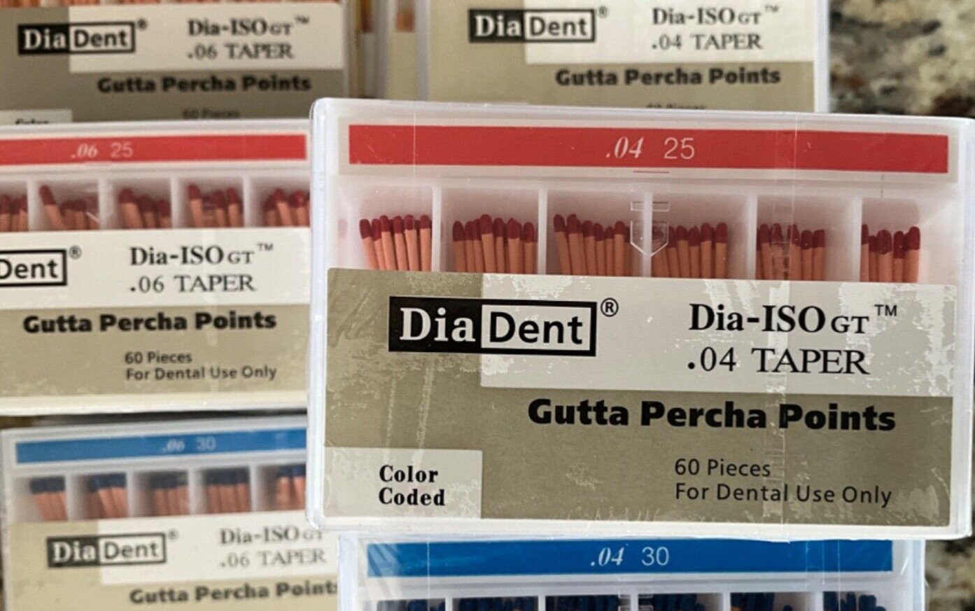 DIADENT Dental Dia-ISO GT Endodontic Gutta Percha Points .04 & .06 Taper 60/Box