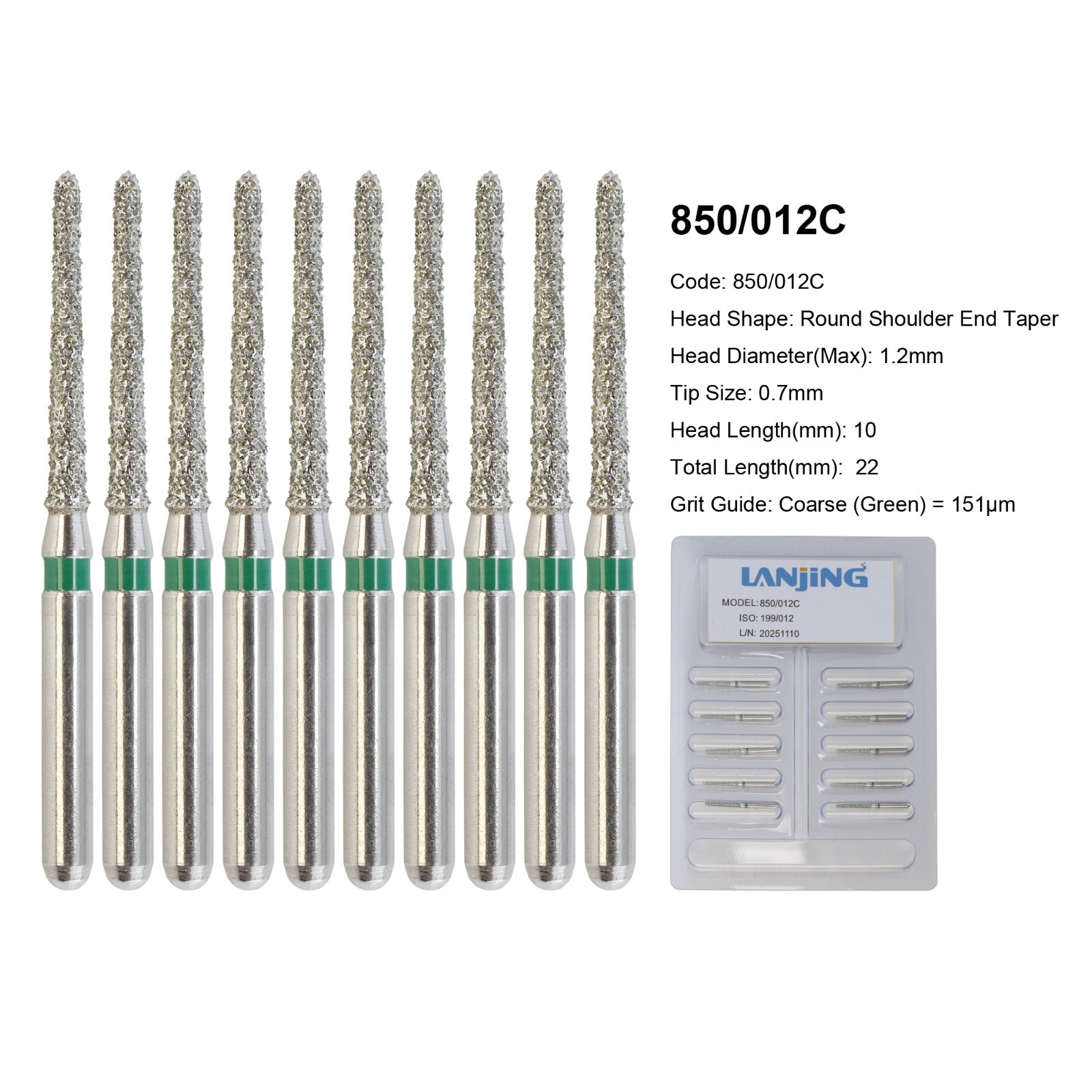 Dental Burs Diamond FG Round End Taper Football Flame Long Round Pear High Speed
