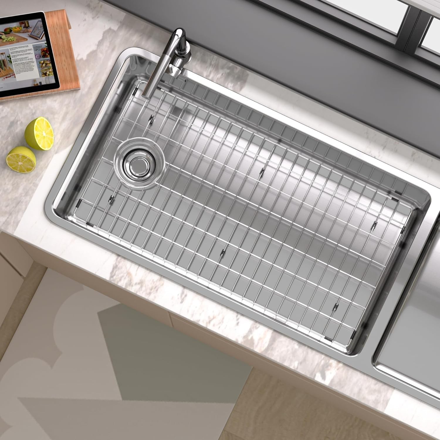 Large Sink Protector for Kitchen Sink,Metal Sink Rack 28.8″ X 14.8″,Stainless…
