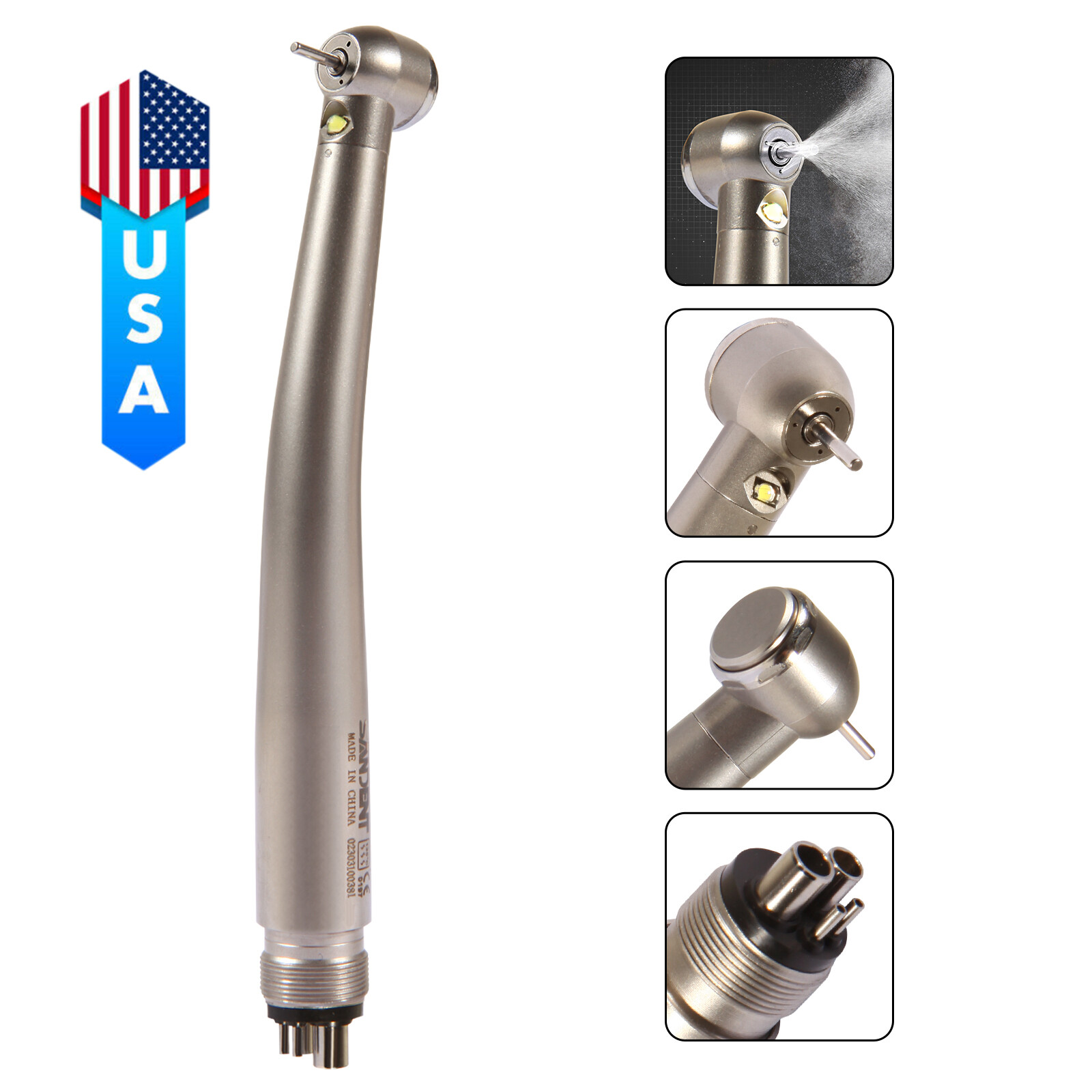 Dental High Speed E generator LED Handpiece Air Turbine Steel Bearings 2 4 Hole