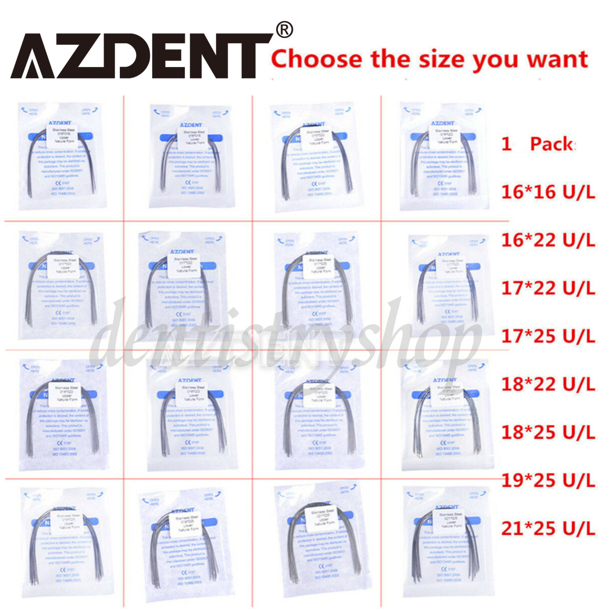 10 Box AZDENT Dental Orthodontics Rectangular Natural Arch Wires Stainless Steel