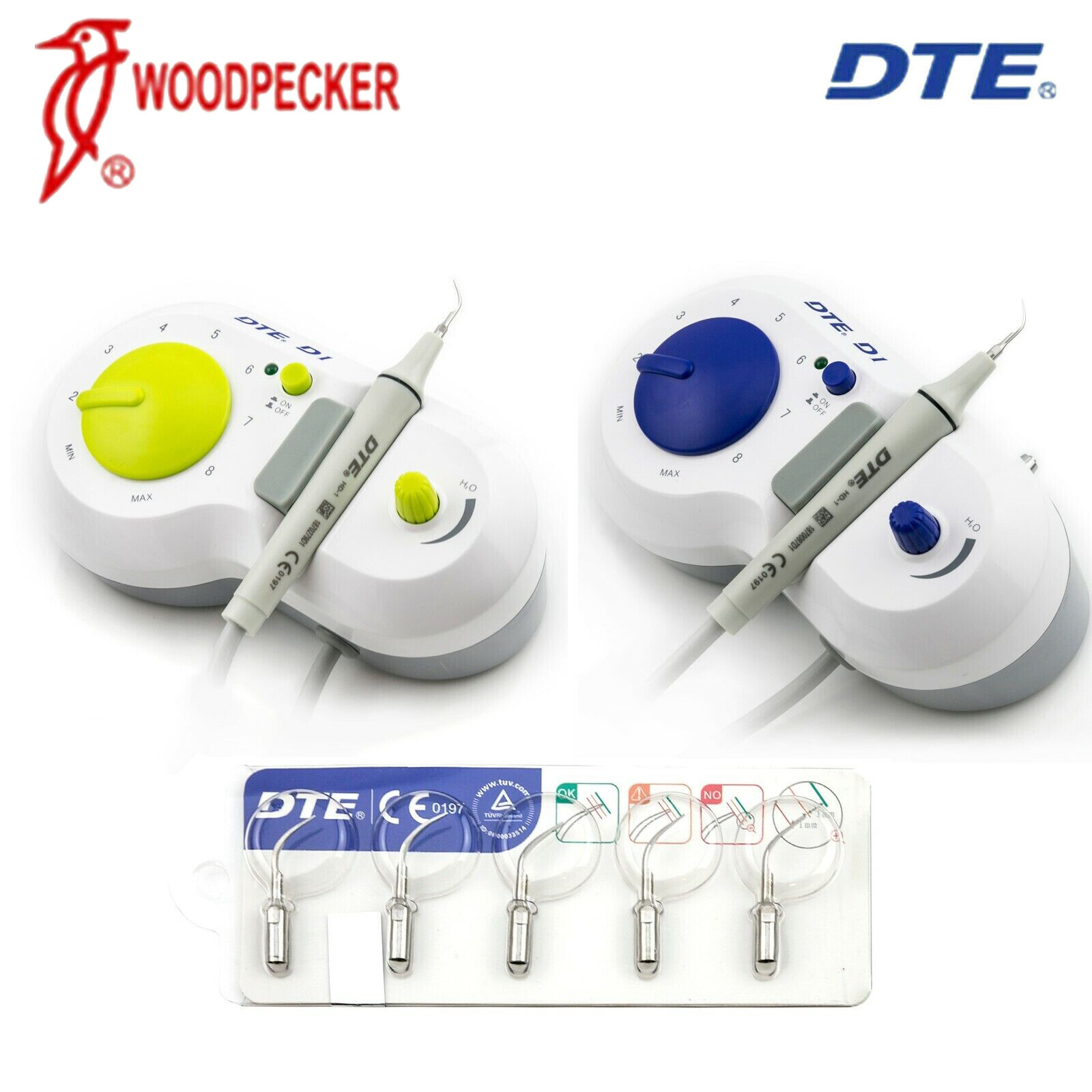 100% Original Woodpecker DTE D1 Dental Ultrasonic Scaler w/ 5 Tips Scaling+Perio