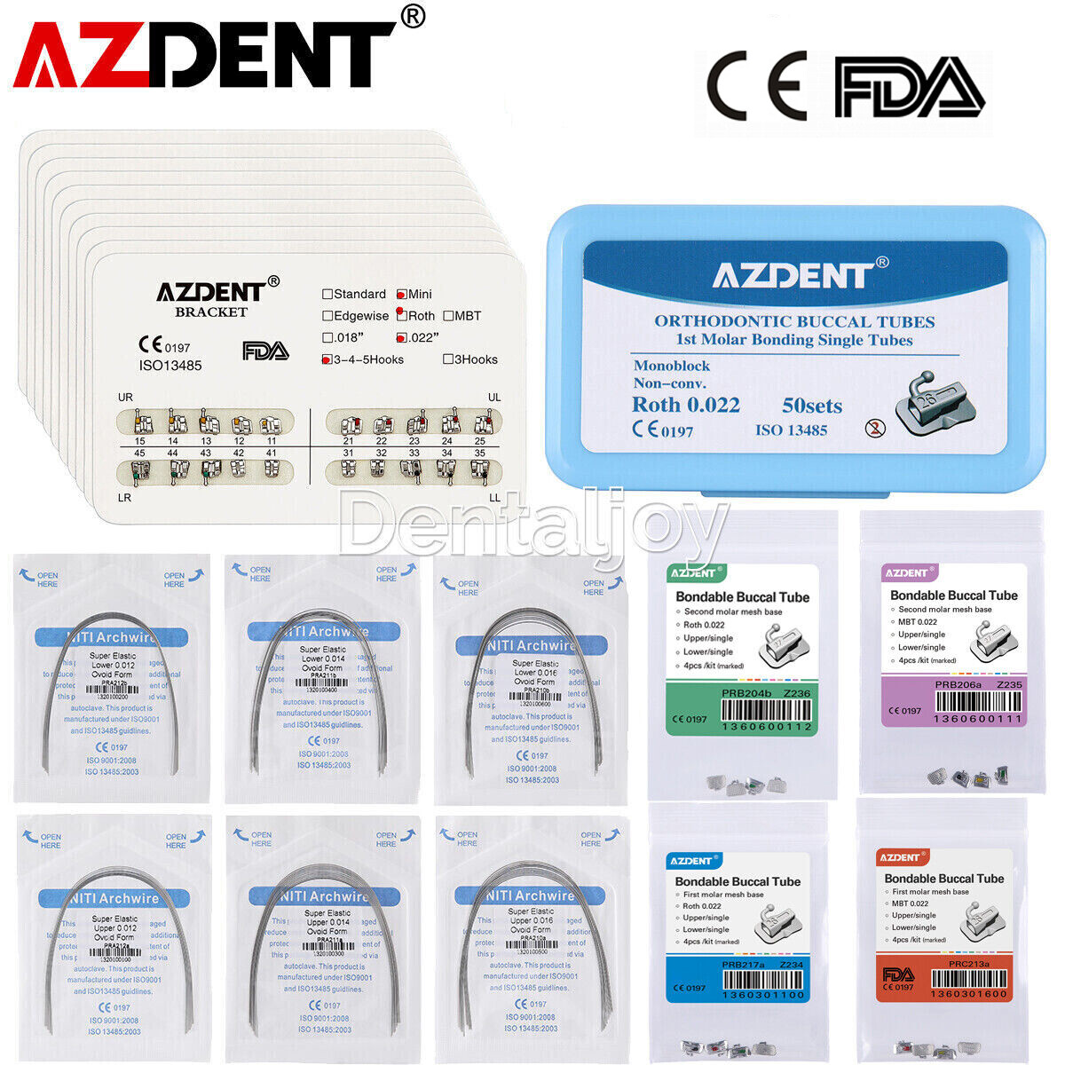 Dental Orthodontic Bracket Braces Roth 022 018/Buccal Tube /NITI Arch Wire Round