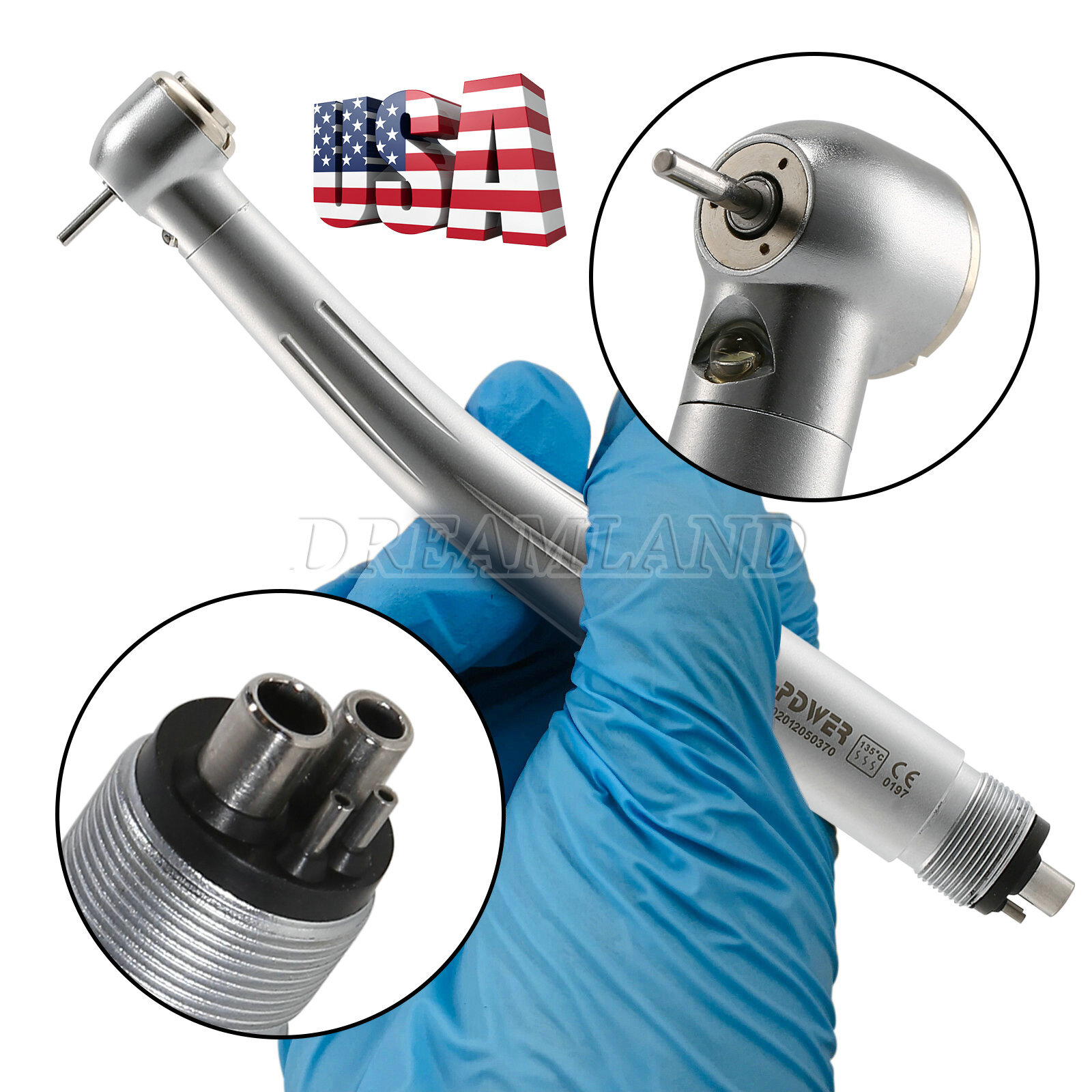 NSK Style Dental Fiber Optic LED E-generator High Speed Handpiece Turbine 4 HOLE