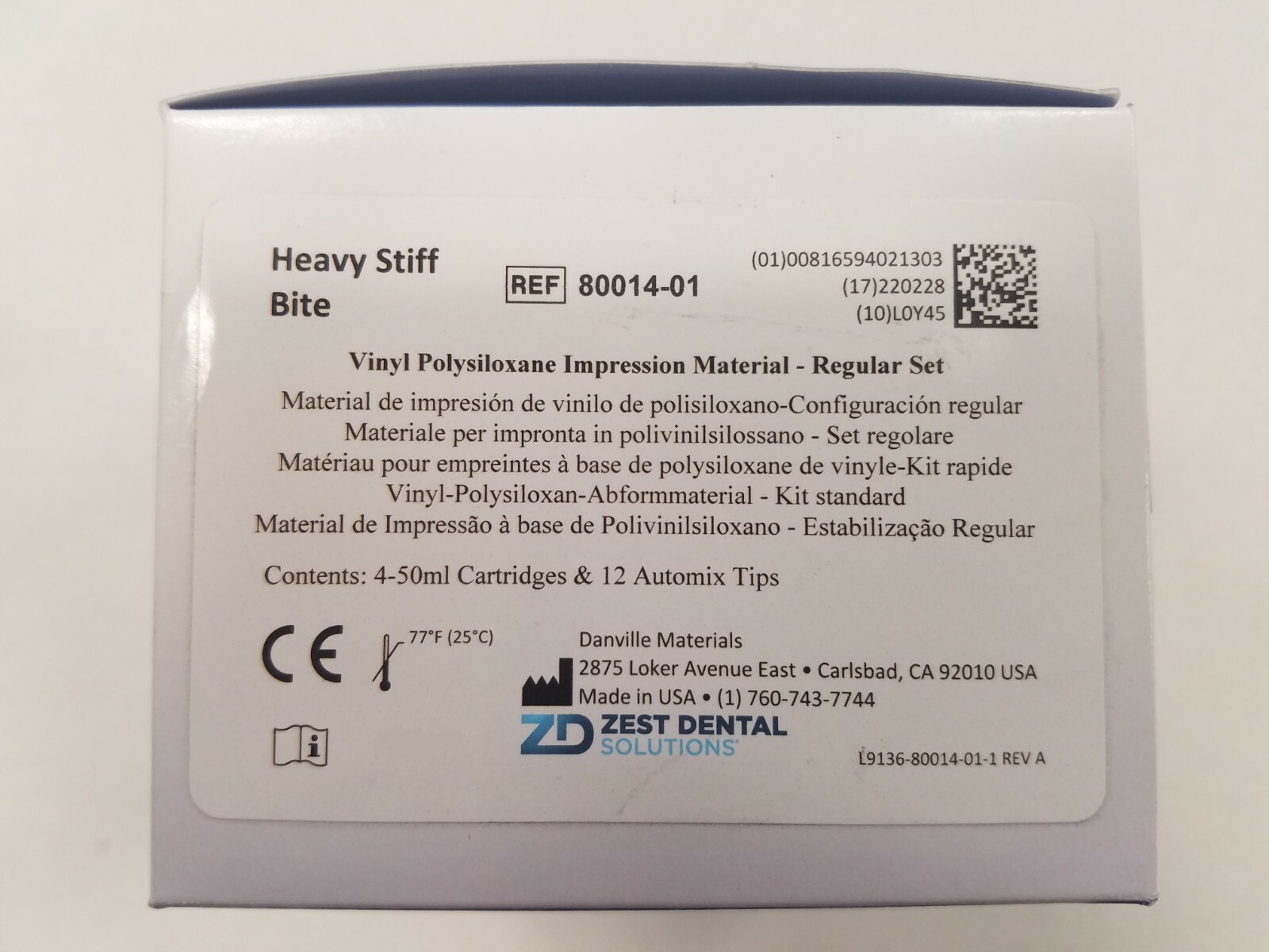 *4-Pack* Start VPS Impression Material Regular Setting 50mL Cartridges 80014-01