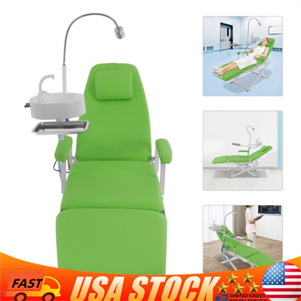 Portable Dental Mobile Folding Chair Air Turbine Unit + Rechargeable LED Light